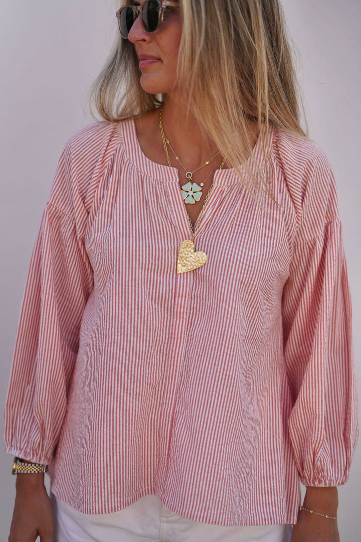 Sullivan Top Soft Rose Clay Seersucker