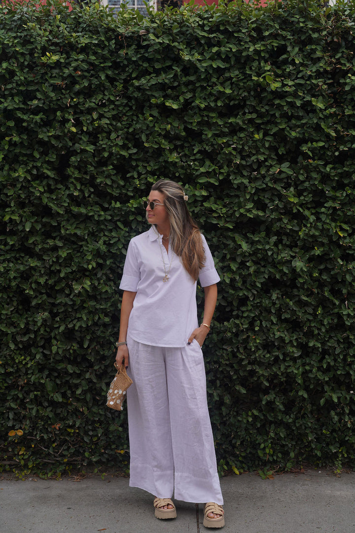 Darren Shirt Short Sleeve White Pima Cotton