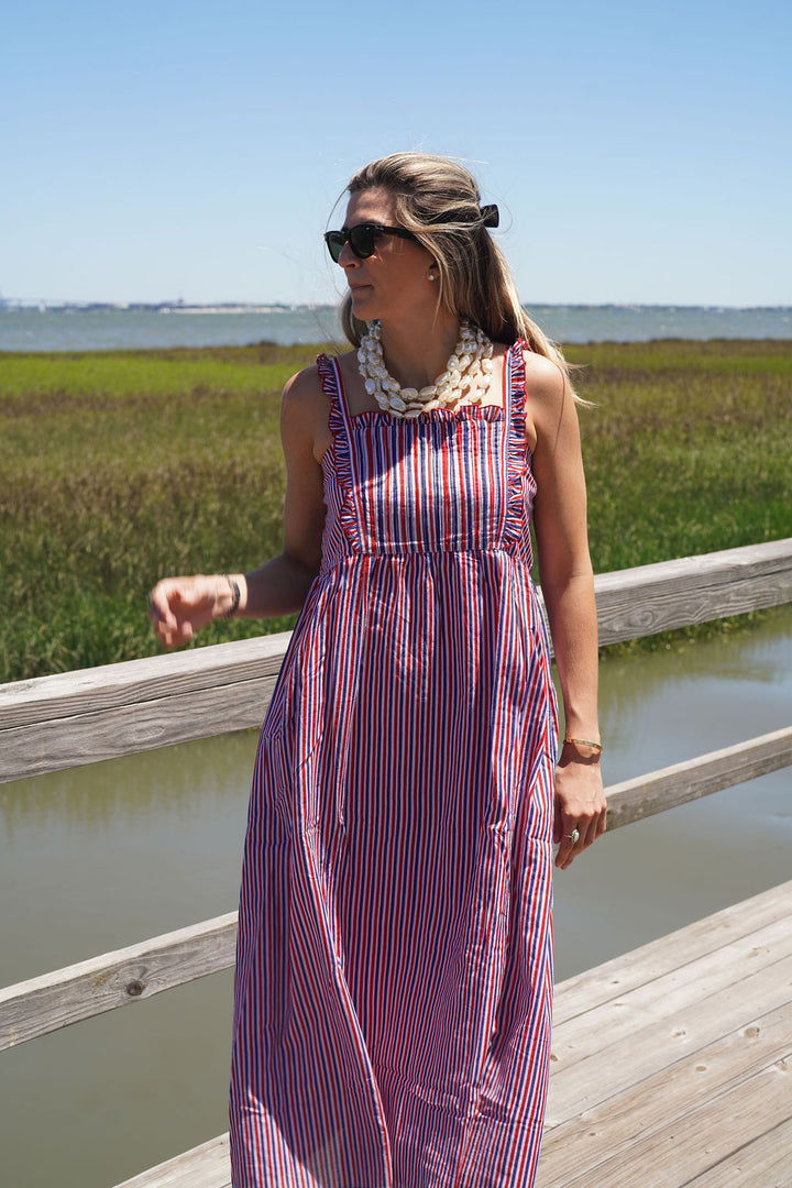 Chloe Midi Dress Firecracker Stripe