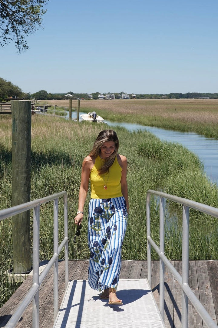 Hanley Maxi Skirt Indigo Poppy Stripe