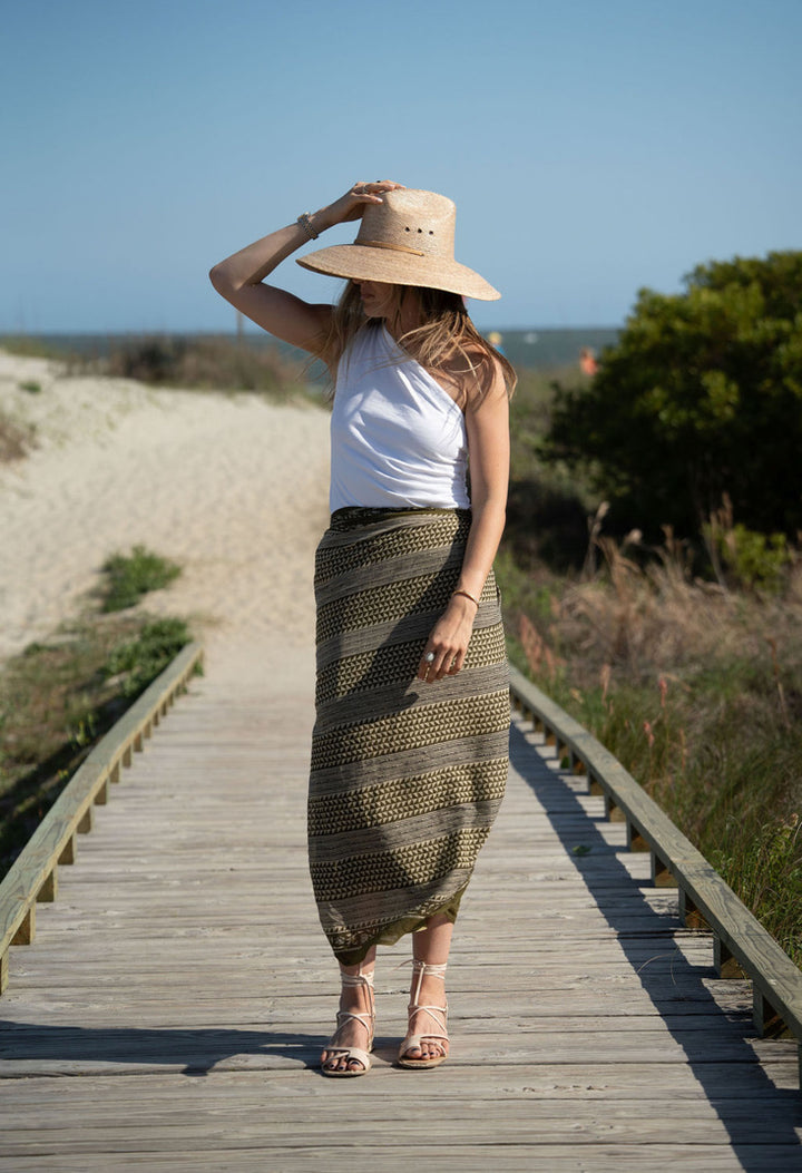 Olive Green Stripe Sarong