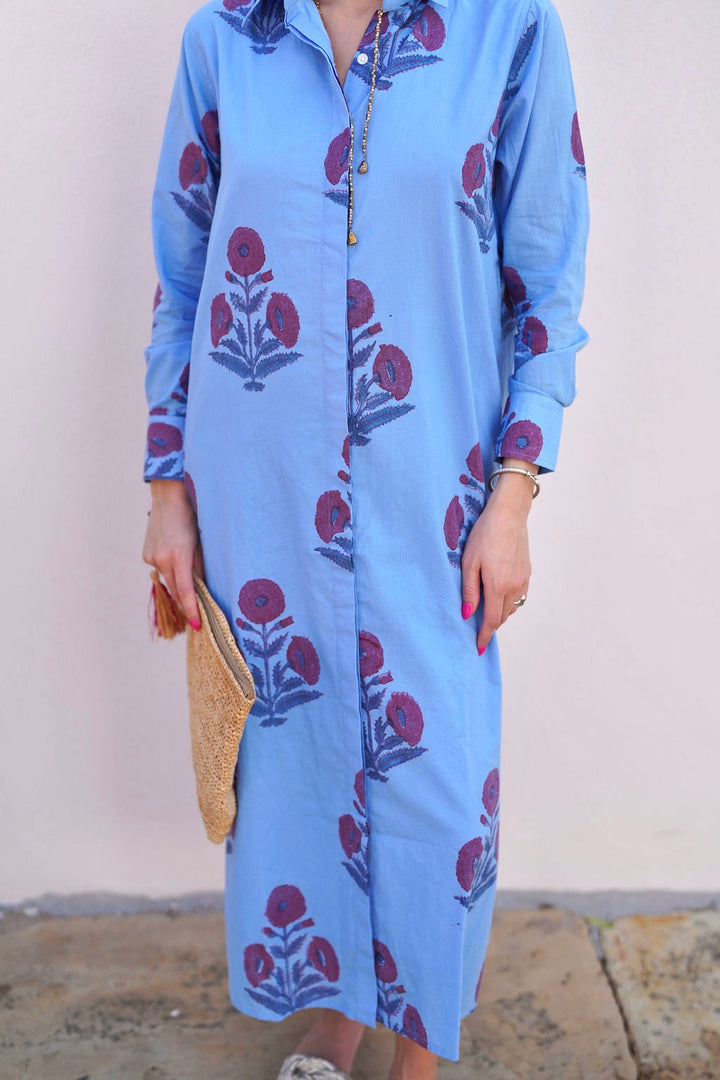 Elizabeth Maxi Dress Painted Poppy Sky