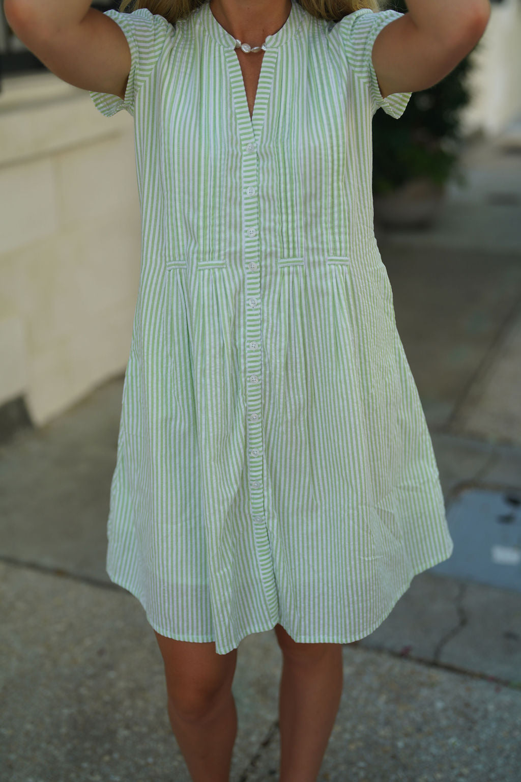Juliette Dress Fresh Apple Green Seersucker