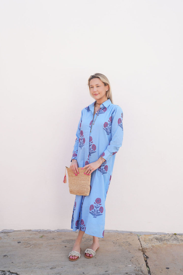 Elizabeth Maxi Dress Painted Poppy Sky