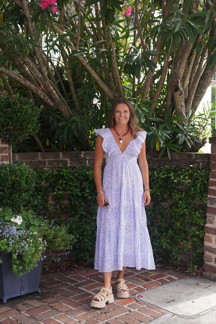 Savannah Midi Dress Blue Medallion