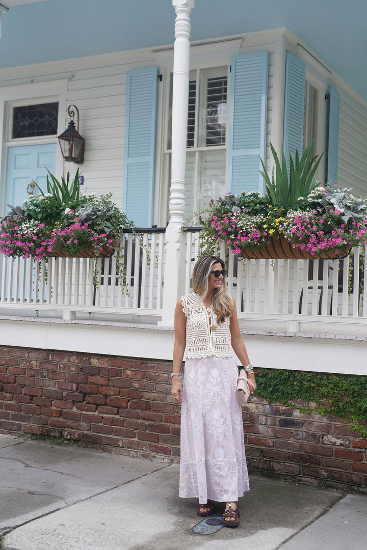 Hanley Maxi Skirt Sand Seersucker