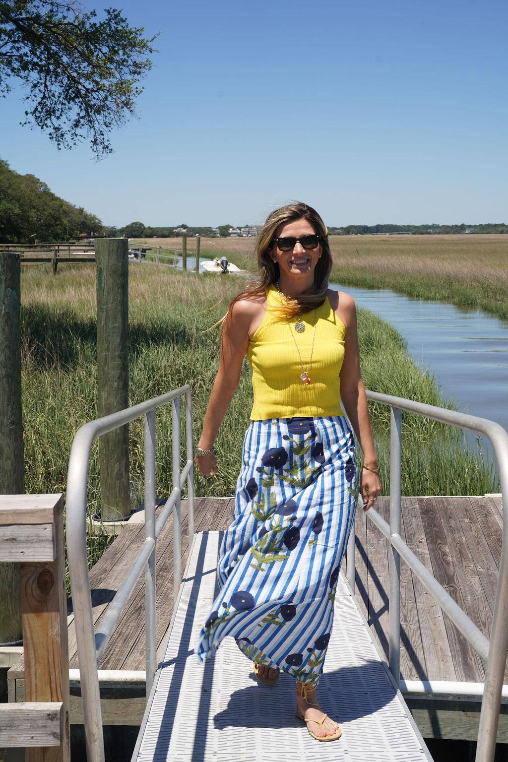 Hanley Maxi Skirt Indigo Poppy Stripe
