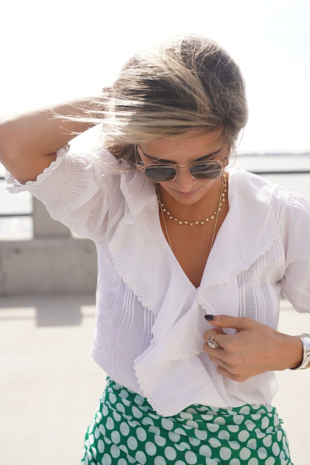 Amelia Ruffle Top White