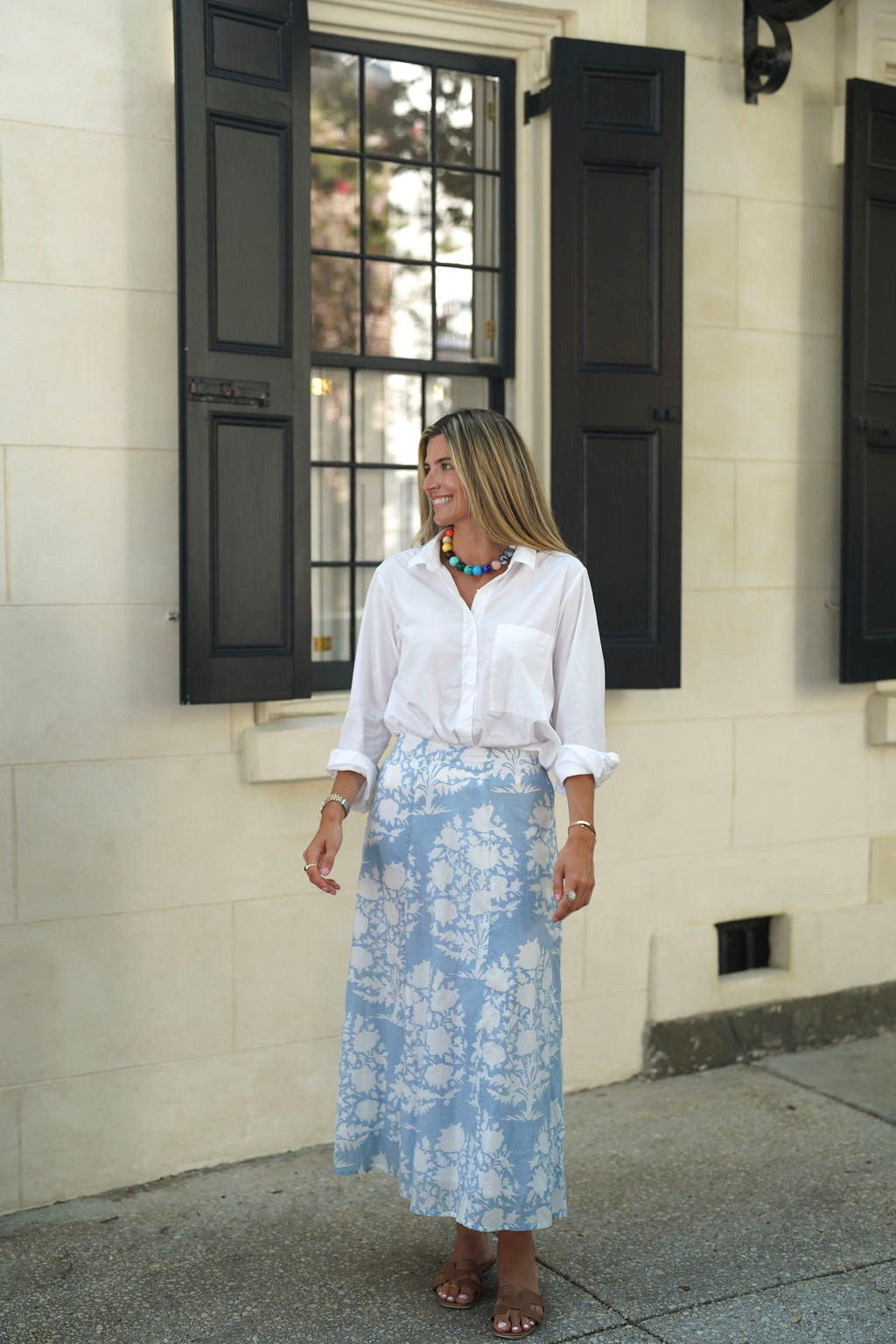 Hanley Midi Skirt Whisper Blue Floral