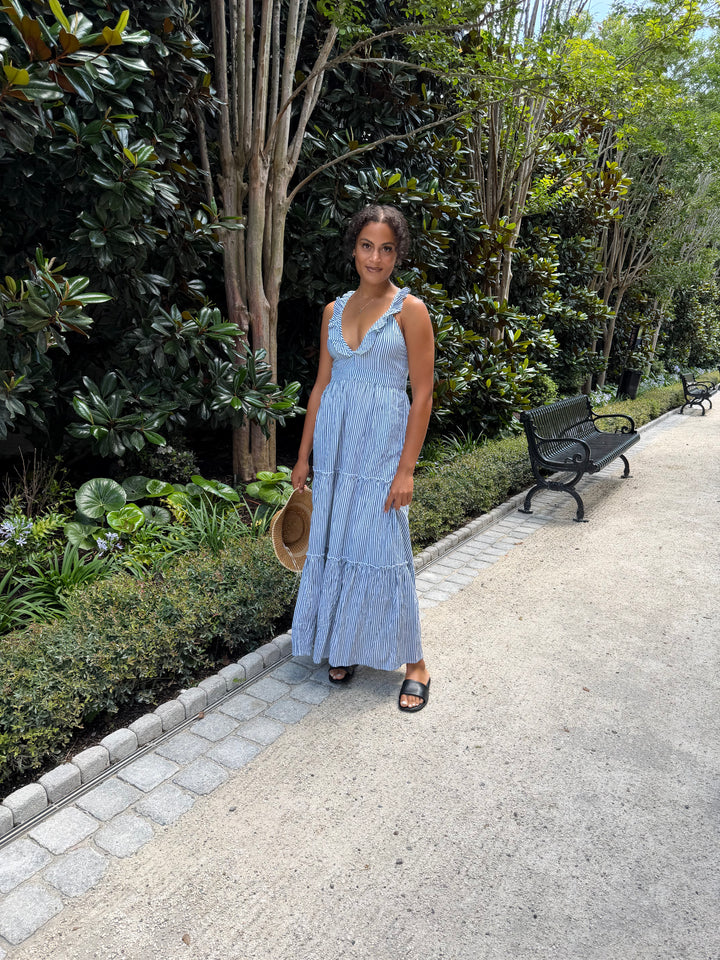 Lindsay Maxi Dress Nautical Navy Stripe