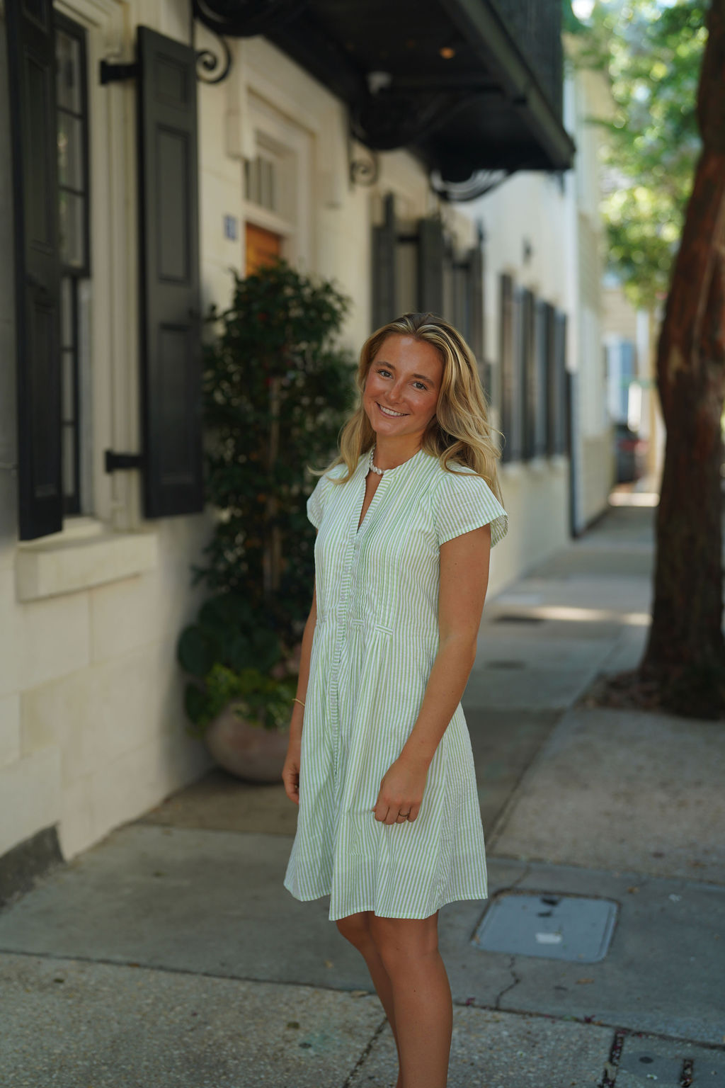 Juliette Dress Fresh Apple Green Seersucker