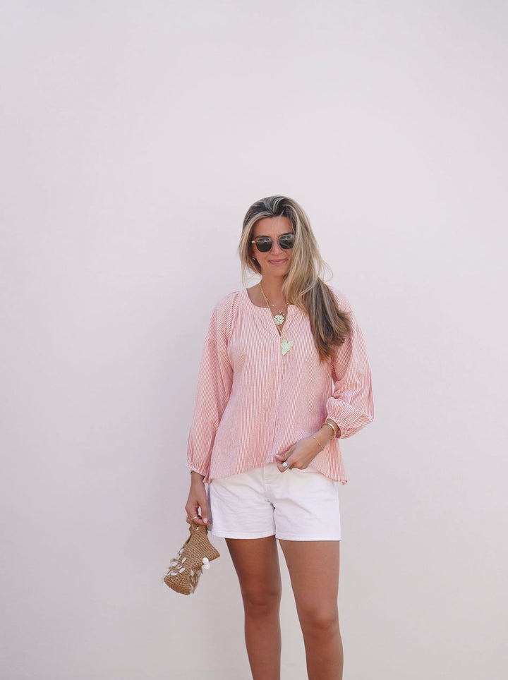Sullivan Top Soft Rose Clay Seersucker