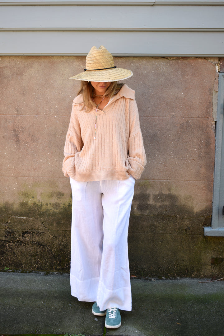 Linen Palazzo Pants White Linen
